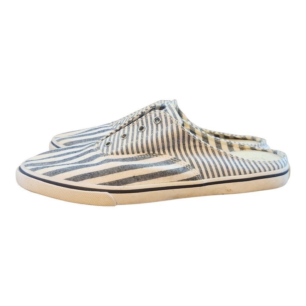 Lauren Ralph Lauren Jaida Mules Women 9B‎ Blue White Striped Sneakers nautical